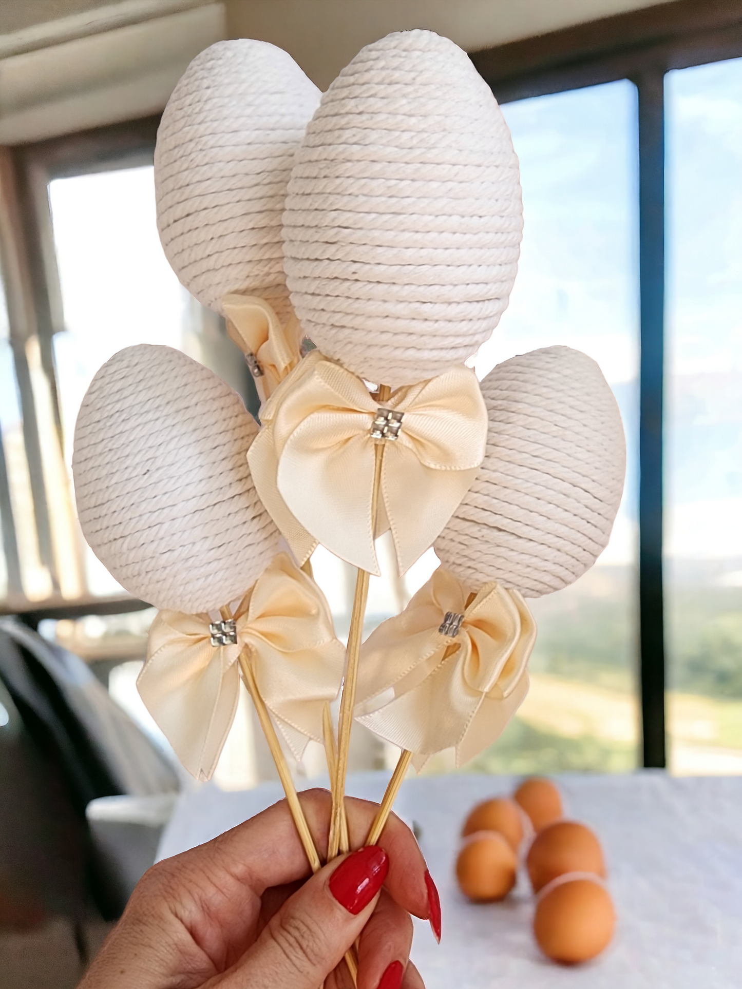 Handmade Easter egg lollipop decorations