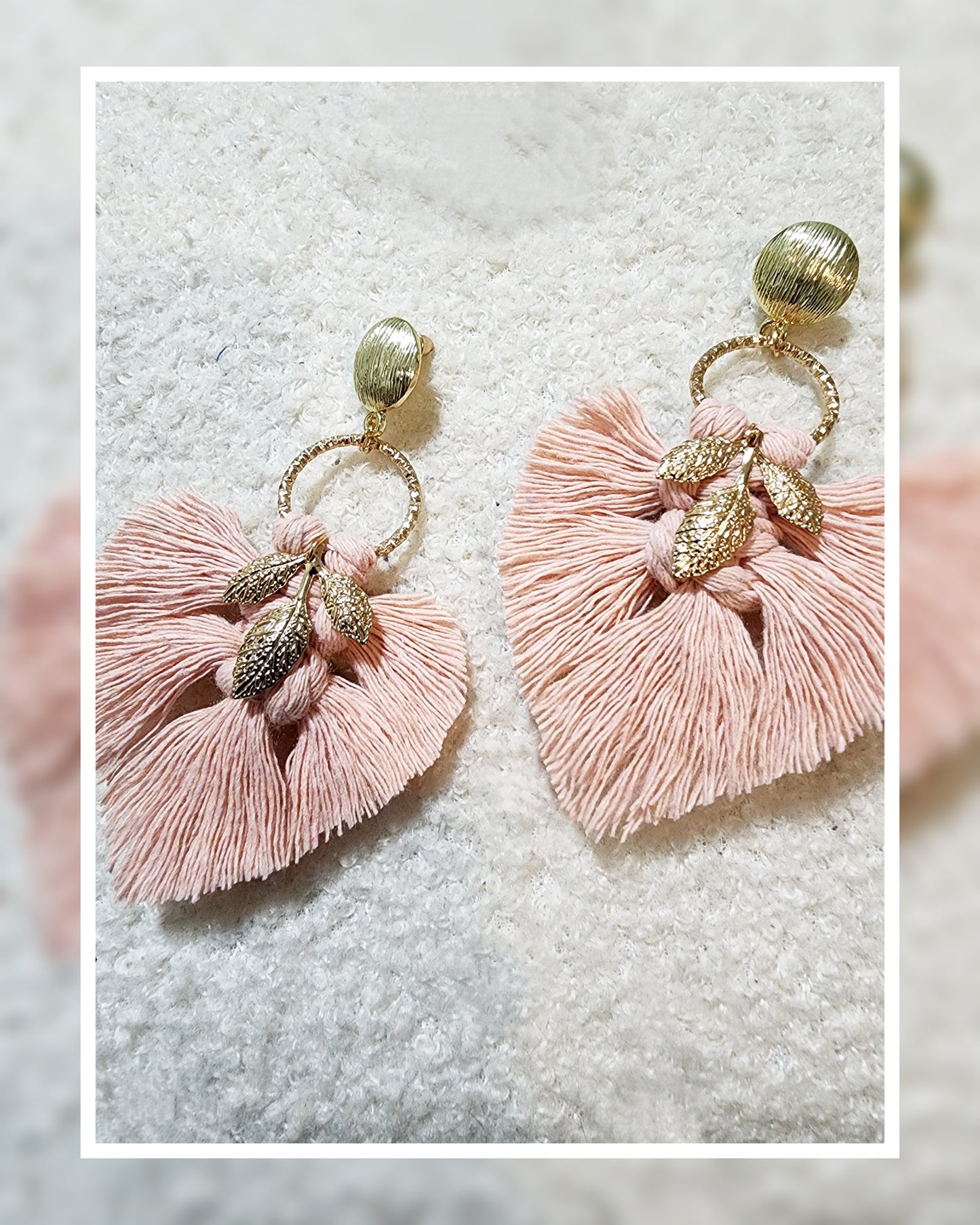 Macrame statement feather earrings